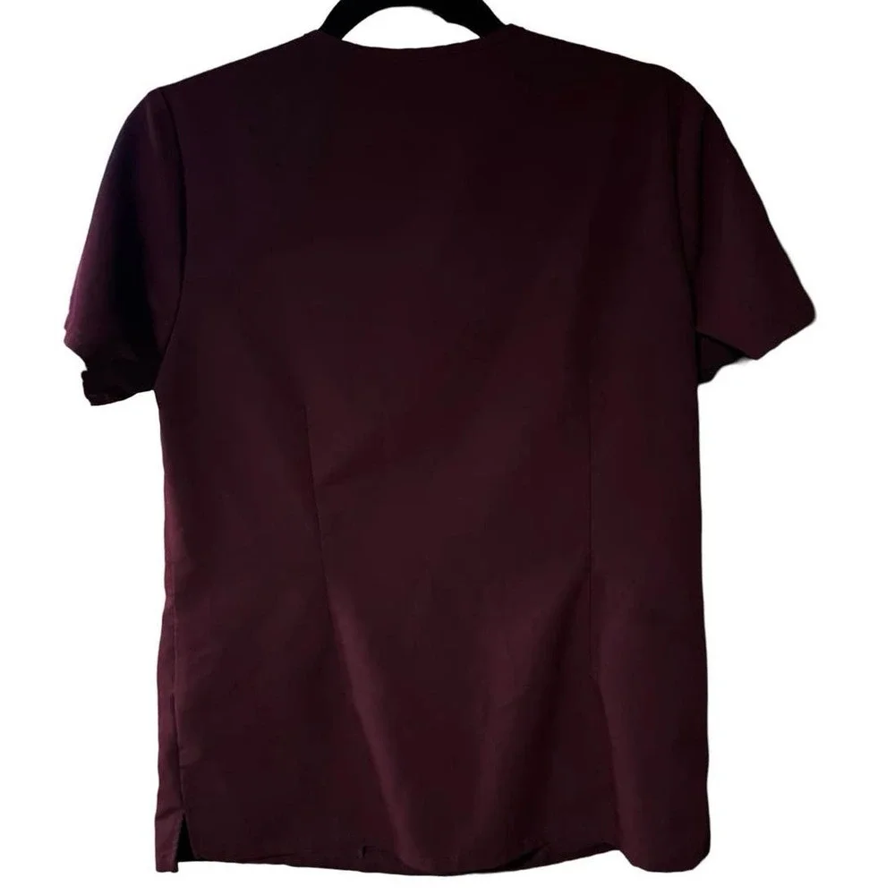 Figs Scrub Top Women's S Small Technical Collection maroon pockets